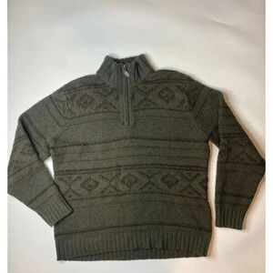 Vintage St John’s Bay Men’s Large Oversized Wool Blend Sweater Quarter Zip Green